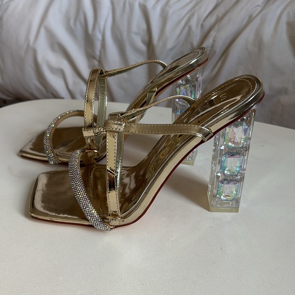 Gold Block Gem Heels (LIKE NEW) - Picture 4 of 6